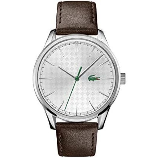 Lacoste Men's Stainless Steel Quartz Watch with Leather Calfskin Strap, Brown, 20 (Model: 2011101)