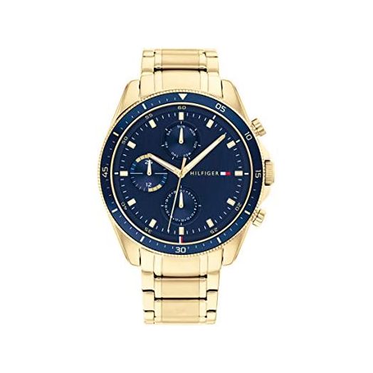 Tommy Hilfiger Men's Qtz Multifunction Stainless Steel and Bracelet Casual Watch, Color: Gold (Model: 1791834)