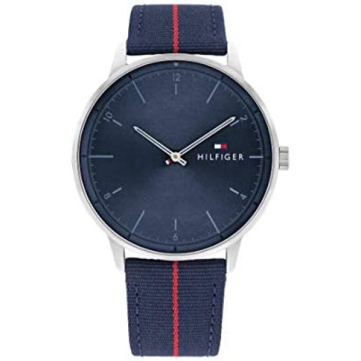 Tommy Hilfiger Men's Quartz Stainless Steel and Nylon Strap Casual Watch, Color: Navy (Model: 1791844)