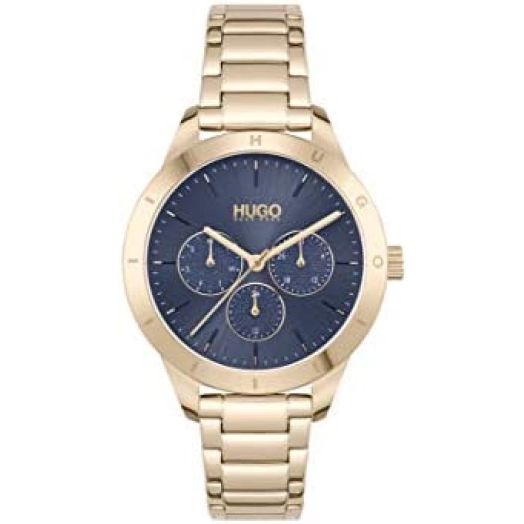 HUGO #Friend Women's Multifunction Stainless Steel and Link Bracelet Casual Watch, Color: Carnation (Model: 1540092)