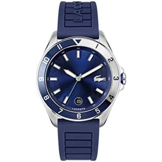 Lacoste TIEBREAKER Men's Quartz Stainless Steel and Silicone Strap Casual Watch, Color: Blue (Model: 2011125)