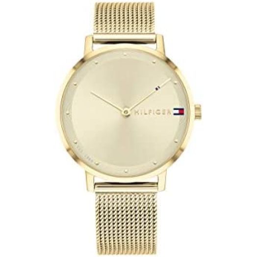 Tommy Hilfiger Women's Quartz Stainless Steel and Mesh Bracelet Casual Watch, Color: Gold Plated (Model: 1782375)