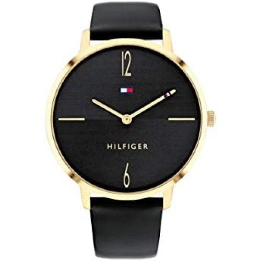 Tommy Hilfiger Women's Stainless Steel Quartz Watch with Leather Strap, Black, 0 (Model: 1782379)