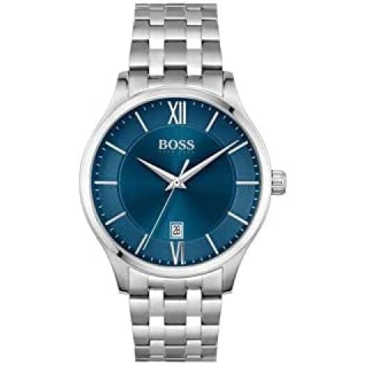BOSS Men's Elite Quartz Watch with Stainless Steel Strap, Silver, 20 (Model: 1513895)