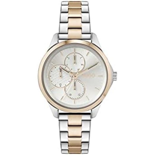 HUGO Women's Quartz Watch with Stainless Steel Strap, Two Tone, 16 (Model: 1540097)