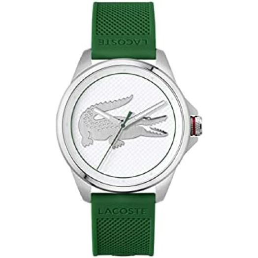 Lacoste Men's Stainless Steel Quartz Watch with Silicone Strap, Green, 20 (Model: 2011157)