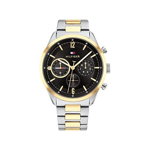 Tommy Hilfiger Men's Two Tone Stainless Steel Quartz Watch Strap, 22 (Model: 1791944)