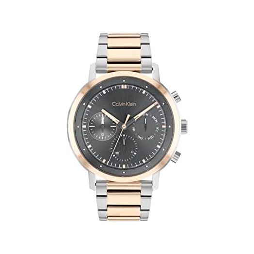 Calvin Klein Men's Multifunction Two Tone Stainless Steel and Link Bracelet Watch, Color: Two Tone (Model: 25200064)