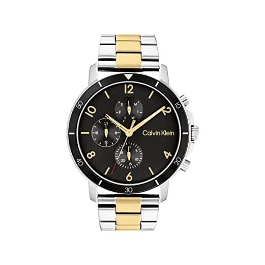 Calvin Klein Men's Multifunction Two Tone Stainless Steel and Link Bracelet Watch, Color: Two Tone (Model: 25200070)