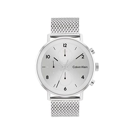 Calvin Klein Men's Multifunction Stainless Steel and Mesh Bracelet Watch, Color: Silver (Model: 25200107)