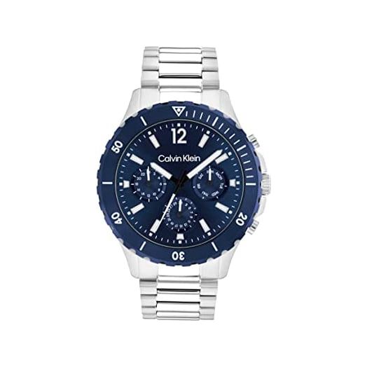 Calvin Klein Men's Multifunction Stainless Steel and Link Bracelet Watch, Color: Silver (Model: 25200115)