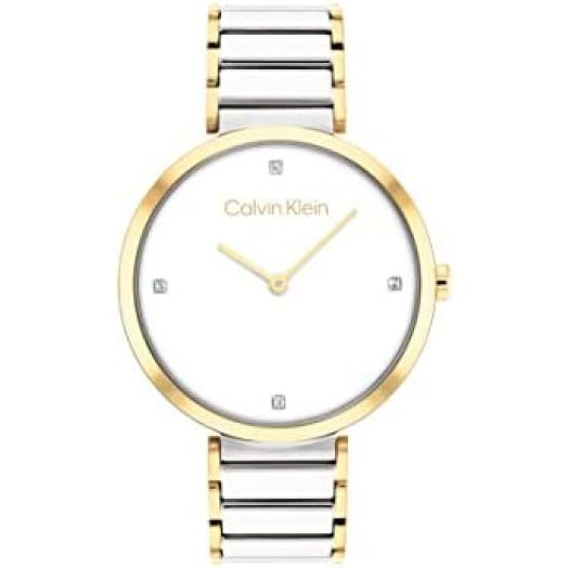 Calvin Klein Women's Quartz Two Tone Stainless Steel and Link Bracelet Watch, Color: Two Tone (Model: 25200134)