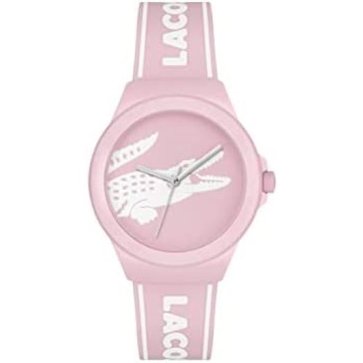 Lacoste Neocroc Women's Quartz Plastic and Silicone Strap Watch, Color: White and Pink (Model: 2001218)
