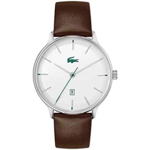 Lacoste Club Men's Quartz Stainless Steel and Leather Strap Watch, Color: Brown (Model: 2011167)