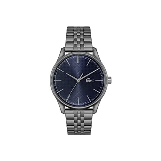 Lacoste Men's Vienna Stainless Steel Quartz Watch with Ionic Plated Grey Steel Strap, Gray, 20 (Model: 2011191)