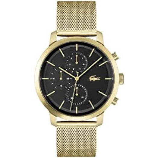 Lacoste Men's Replay Stainless Steel Quartz Watch with Gold Plated Strap, Yellow, 21 (Model: 2011195)