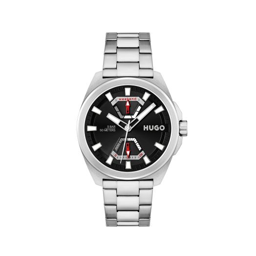 HUGO #Expose Men's Multifunction Stainless Steel and Link Bracelet Watch, Color:Silver (Model: 1530242)