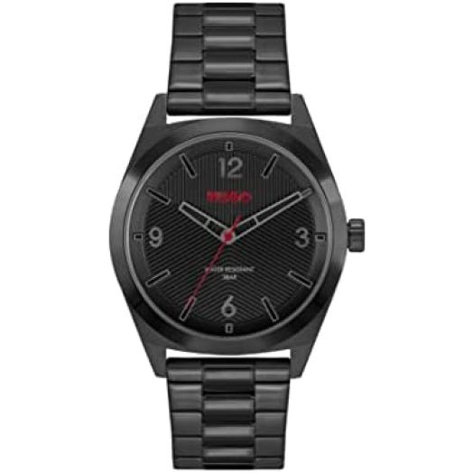 HUGO Men's #Make Quartz Watch with Ionic Plated Black Steel Strap, 22 (Model: 1530253)