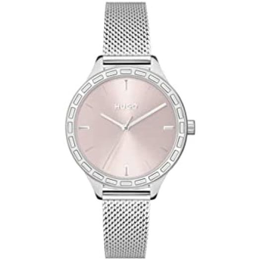 HUGO Women's #Flash Quartz Watch with Stainless Steel Strap, Silver, 14 (Model: 1540115)