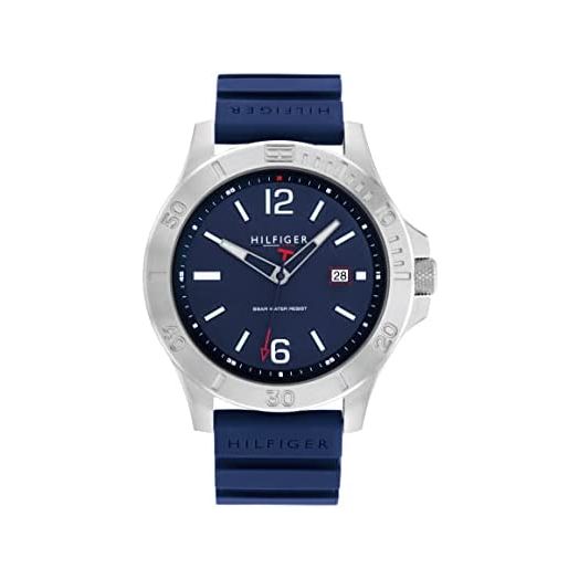 Tommy Hilfiger Men's Quartz Stainless Steel and Silicone Strap Watch, Color: Blue (Model: 1791991)