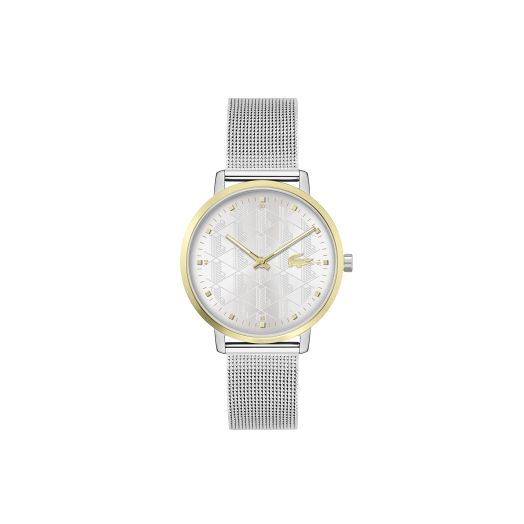 Lacoste Crocorigin Women's Quartz Stainless Steel Case and Mesh Bracelet Watch, Color: Silver (Model: 2001286)