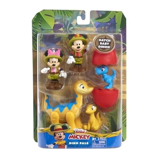 Just Play Disney Junior Mickey Mouse Funhouse Dino Pals 7-piece Figure Set, Dinosaur, Officially Licensed Kids Toys for Ages 3 Up