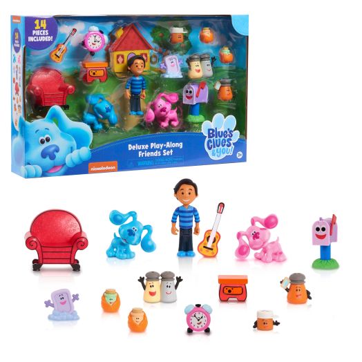 Just Play Blue's Clues & You! Deluxe Play-Along Friends Set, 14-Piece Figure Set, Kids Toys for Ages 3 up
