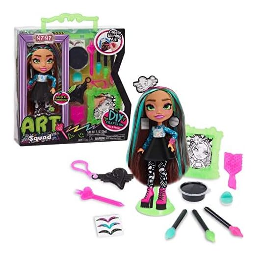 Just Play Art Squad Nene 10-inch Doll & Accessories with DIY Craft Etching Project, Kids Toys for Ages 3 Up