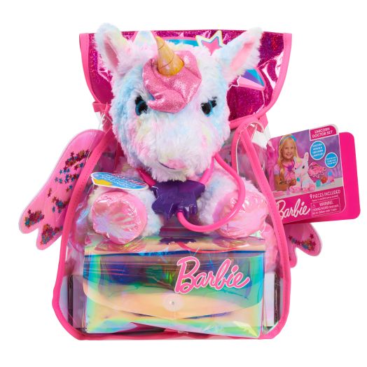 Just Play Barbie Dreamtopia Unicorn Doctor, Interactive Lights and Sounds Plush with Backpack, Kids Toys for Ages 3 up