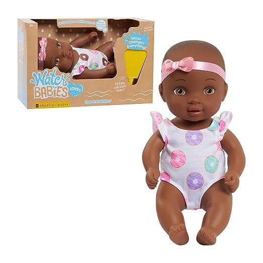 WaterBabies Doll Sweet Cuddlers, Donuts, Support a Partnership with charity: water, Water Filled Baby Doll, Kids Toys for Ages 3 Up by Just Play