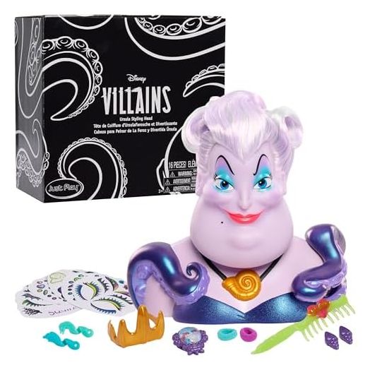 Disney Villains Fierce 'N Fun Ursula 10-inch Styling Head, 16-Pieces, Pretend Play, Officially Licensed Kids Toys for Ages 3 Up, Amazon Exclusive