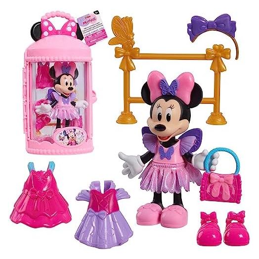 Just Play Disney Junior Minnie Mouse Fabulous Fashion Ballerina Doll, 13-piece Doll and Accessories, Officially Licensed Kids Toys for Ages 3 Up