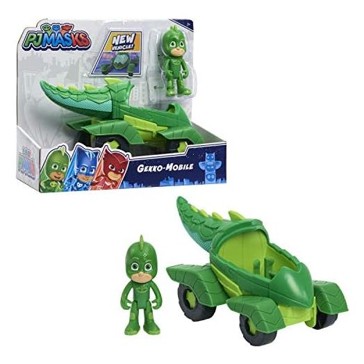 PJ Masks Gekko & Gekko Mobile, 2-Piece Articulated Action Figure and Vehicle Set, Green, by Just Play