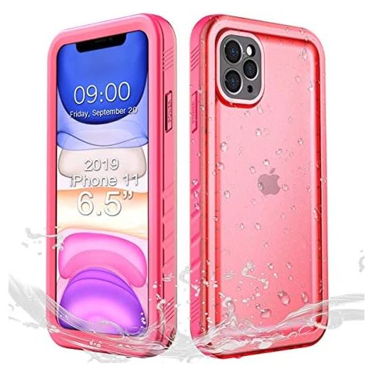 Cozycase Waterproof Case for iPhone 11 Pro Max, Shockproof Full-Body Rugged Bumper Sealed Case with Built-in Screen Protector for iPhone 11 Pro Max 6.5 inch 2019-Pink