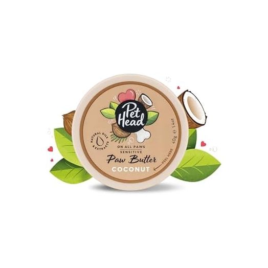 PET Head On All Paws Coconut Paw Butter 1.4 oz. Nourishing Paw Balm, Moisturizes Paws and Noses to Leave Them Soft and Crack-Free, Lickable, Gentle Formula for Puppies. Made in USA