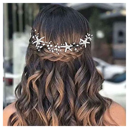 Casdre Starfish Bride Wedding Hair Vine Pearl Bridal Headpiece Beach Wedding Hair Accessories for Women and Girls(A Silver)