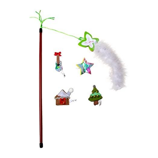 Doggy Parton 5-Piece Holiday Cat Teaser and Felt Toy Set, Red