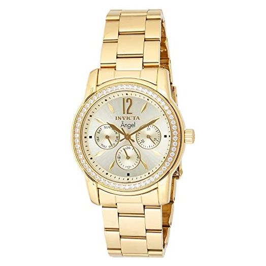 Invicta Women's Angel Analog Display Crystal Accented Quartz Stainless-Steel Strap, Gold, Casual Watch (Model: 11770, 15252)