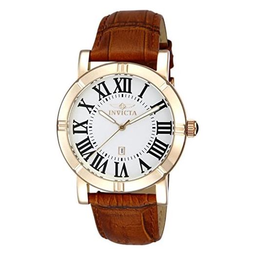 Invicta Men's Specialty Black & Silver Dial, Black, Brown Leather Watch, 24 (Model: 11194, 11206, 13971)