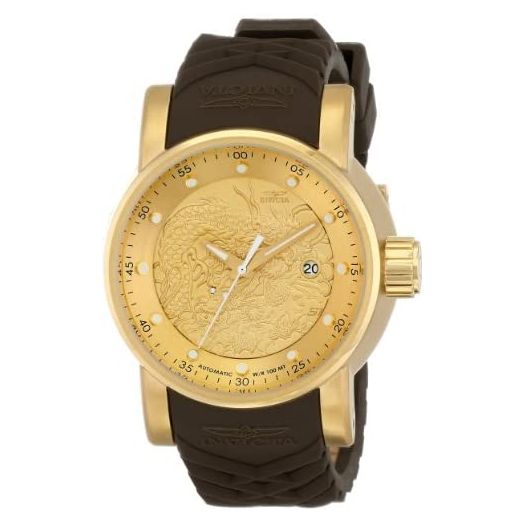 Invicta Mens 12790 S1 Rally Yakuza Automatic Goldtone and Brown Rubber Watch
