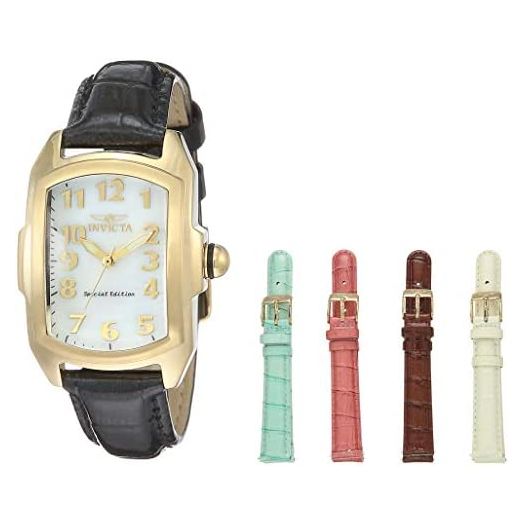 Invicta Women's 13834 Lupah White Mother-Of-Pearl Dial Black Patent Leather Watch