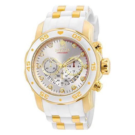 Invicta Men's Pro Diver Stainless Steel Quartz Watch with Silicone Strap, Gold, White, 26 (Model: 20291)