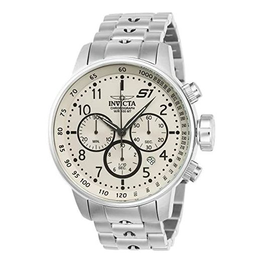 Invicta Men's S1 Rally Quartz Watch with Stainless-Steel Strap, Silver, 22 (Model: 23077)