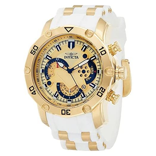 Invicta Men's Pro Diver Stainless Steel Quartz Watch with Silicone Strap, White, 26 (Model: 23423, 23424)