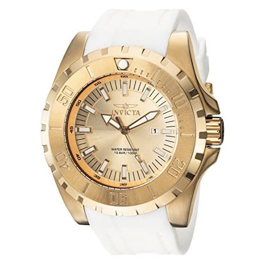 Invicta Men's Pro Diver Stainless Steel Quartz Watch with Polyurethane Strap, Green, Gold, 26 (Model: 23738, 23740)