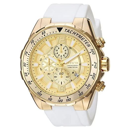 Invicta Men's 'Aviator' Quartz Stainless Steel and Silicone Strap Watch, White, Black, 26 (Model: 21741, 24578)