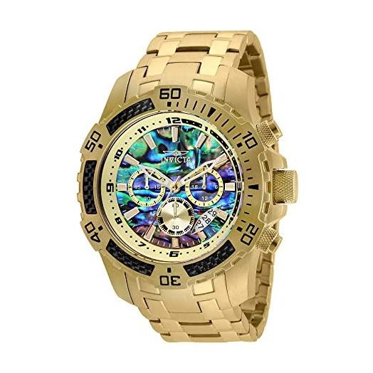 Invicta Men's Pro Diver Scuba Quartz Chronograph Carbon Fiber Bezel Abalone Dial Bracelet Watch, 50mm