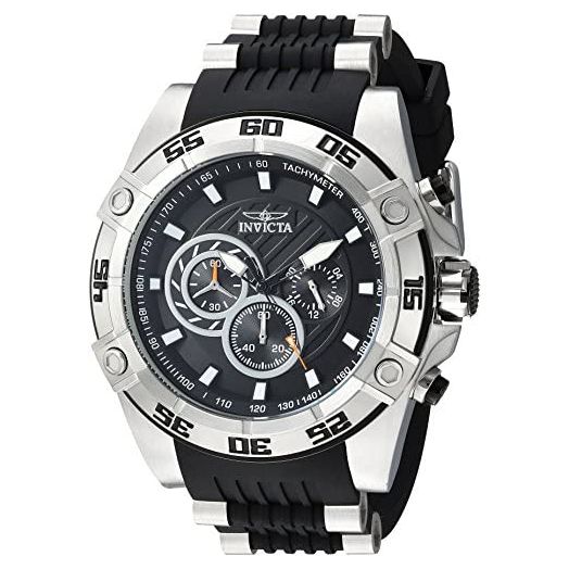 Invicta Men's Speedway Stainless Steel Quartz Watch with Silicone Strap, Black, 26.4 (Model: 25505)