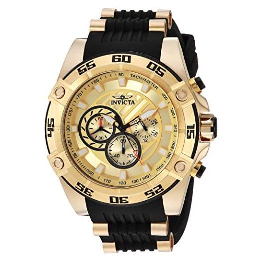 Invicta Men's Speedway Stainless Steel Quartz Watch with Silicone Strap, Black, 24.3 (Model: 25507)