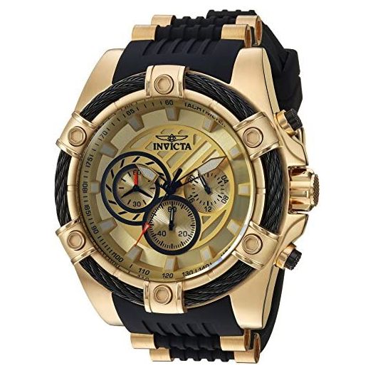 Invicta Men's Bolt Stainless Steel Quartz Watch with Silicone Strap, Black, 26 (Model: 25526)